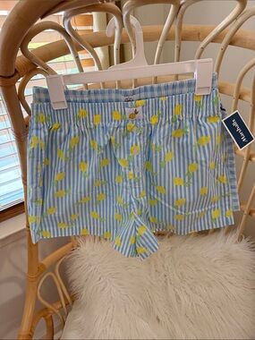 Striped Blue & Yellow Lemon-Print Shorts and Plaid Pair- Set of 2